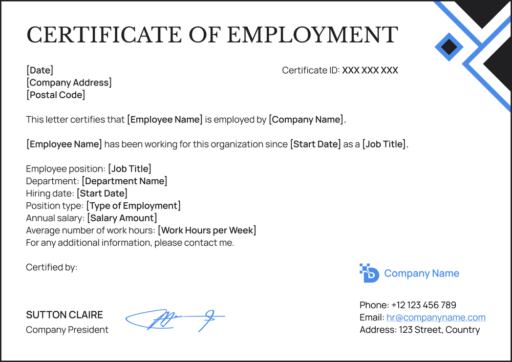 Free Neat Certificate of Employment Template - Edit Online Landscape Free Neat Certificate of Employment Template - Edit Online Landscape