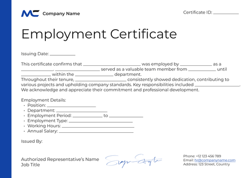 Free Classic Certificate of Employment Template - Edit & Download Landscape Free Classic Certificate of Employment Template - Edit & Download Landscape