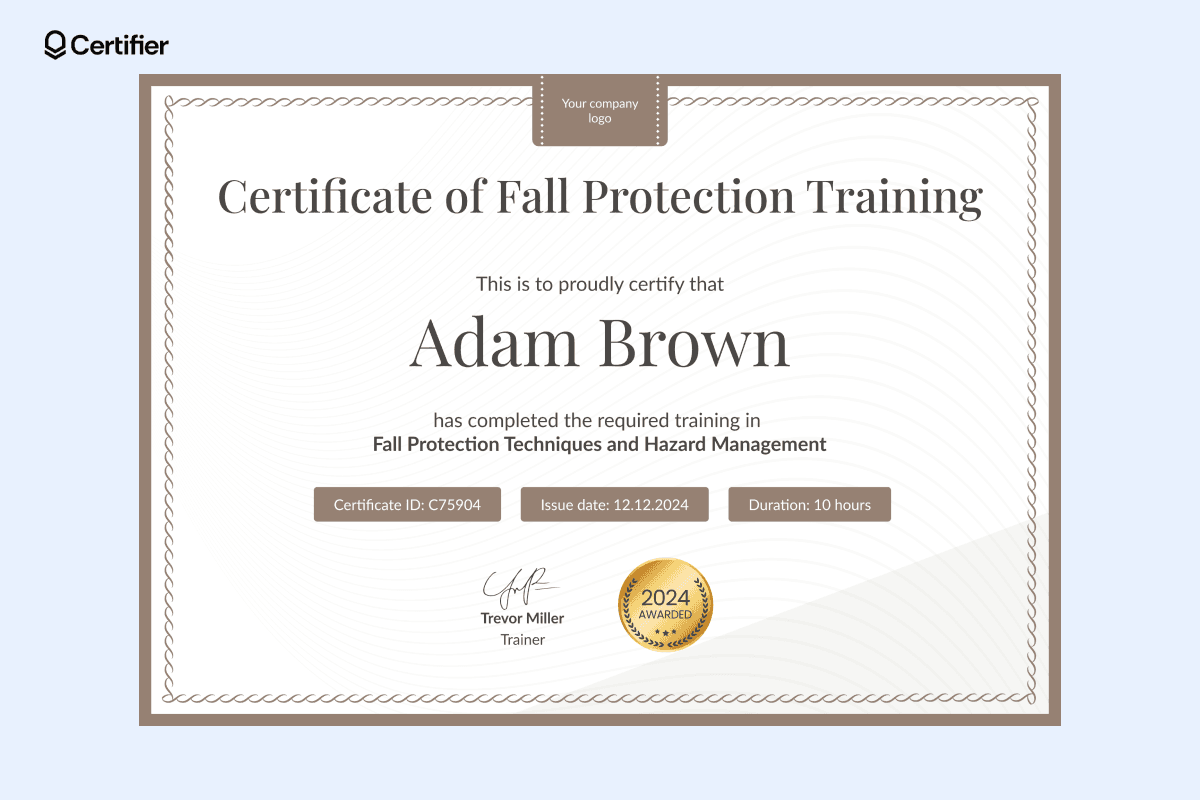 15 Fall Protection Certificate Templates to Edit and Download