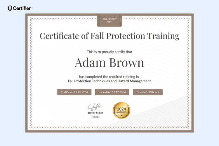 Image 6 for Fall Protection Certification Template