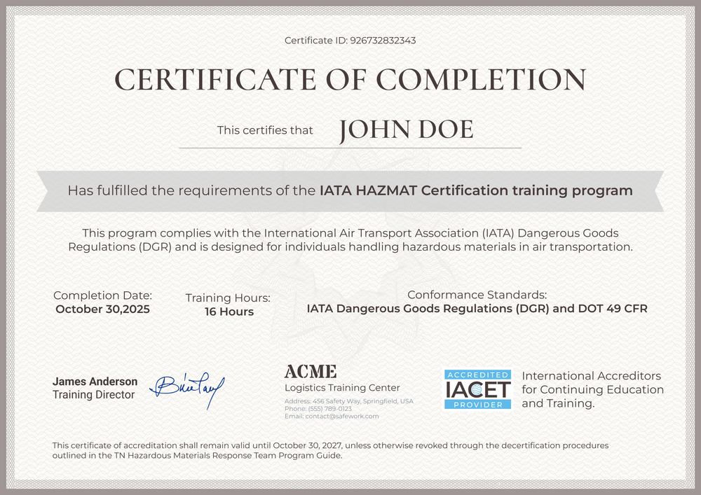 Brown Hazmat Certificate Template – Free & Customizable Landscape Brown Hazmat Certificate Template – Free & Customizable Landscape