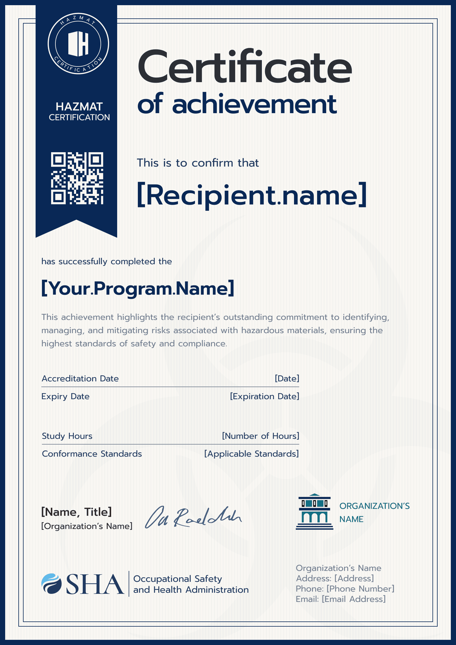 Professional and dynamic hazmat certificate template Professional and dynamic hazmat certificate template