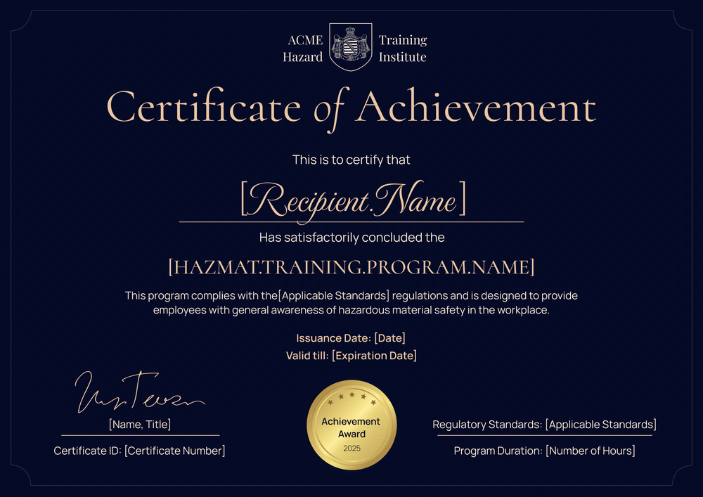 Free Professional Hazmat Training Certificate Template – Customize Online Landscape Free Professional Hazmat Training Certificate Template – Customize Online Landscape