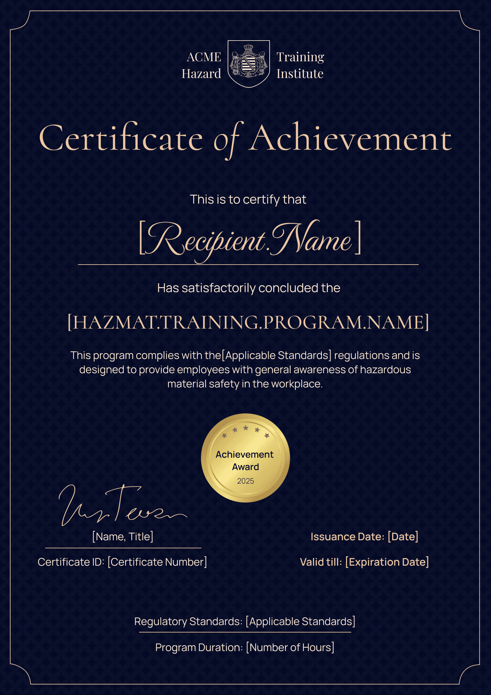 Professional and dark hazmat training certificate template Professional and dark hazmat training certificate template