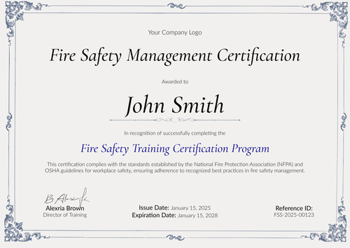 Free Fire Safety Training Certificate Template – Edit & Send in Bulk Landscape Free Fire Safety Training Certificate Template – Edit & Send in Bulk Landscape