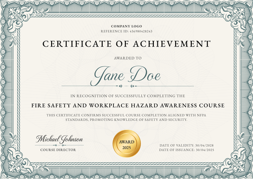 Elegant Green Fire Safety Certificate Template – Customize for Free Landscape Elegant Green Fire Safety Certificate Template – Customize for Free Landscape
