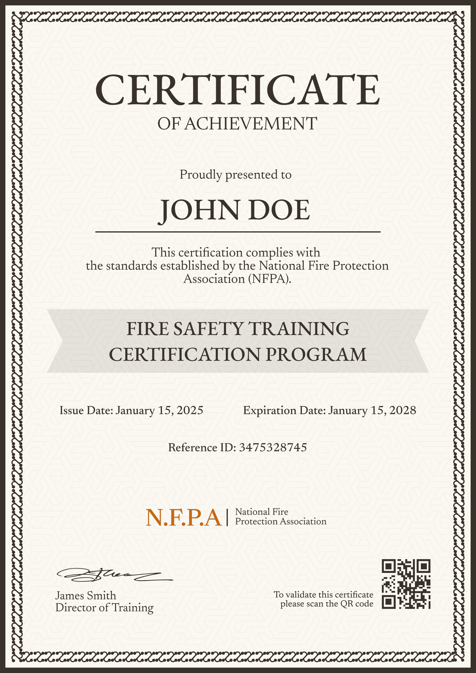 Professional and clean fire safety certificate template Professional and clean fire safety certificate template