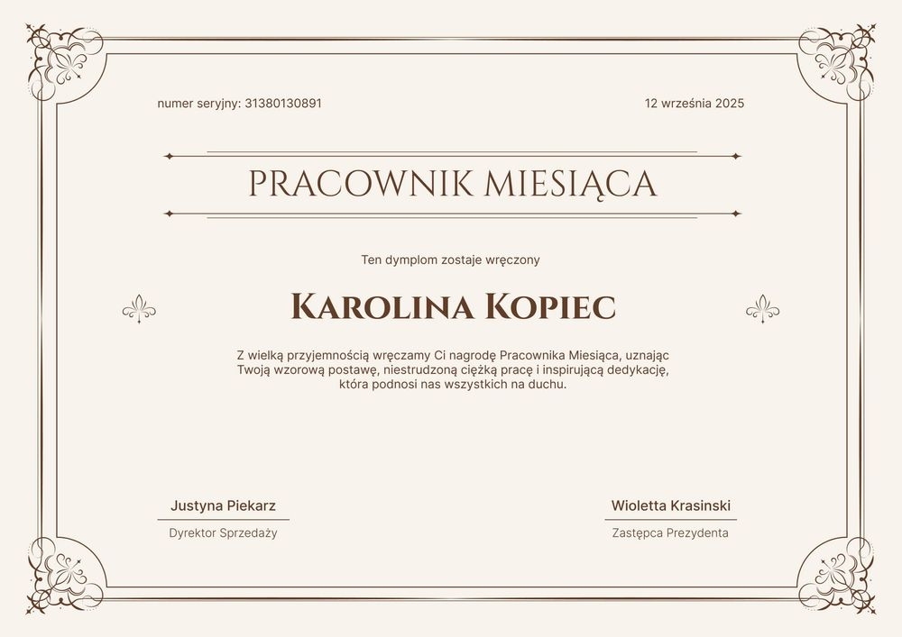 Darmowy dyplom pracownika miesiąca wzór - poziom Darmowy dyplom pracownika miesiąca wzór - poziom