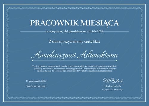 Tradycyjny i formalny dyplom pracownika miesiąca – pozioma Tradycyjny i formalny dyplom pracownika miesiąca – pozioma