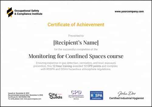 Simple and professional confined space training certificate template Simple and professional confined space training certificate template