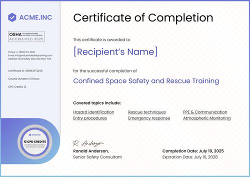Informative Confined Space Training Certificate Template – Create and Customize landscape Informative Confined Space Training Certificate Template – Create and Customize landscape