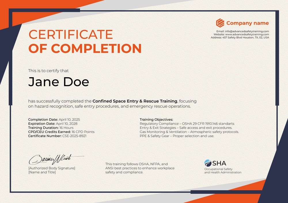 Bold Confined Space Training Certificate – Create & Issue Online landscape Bold Confined Space Training Certificate – Create & Issue Online landscape