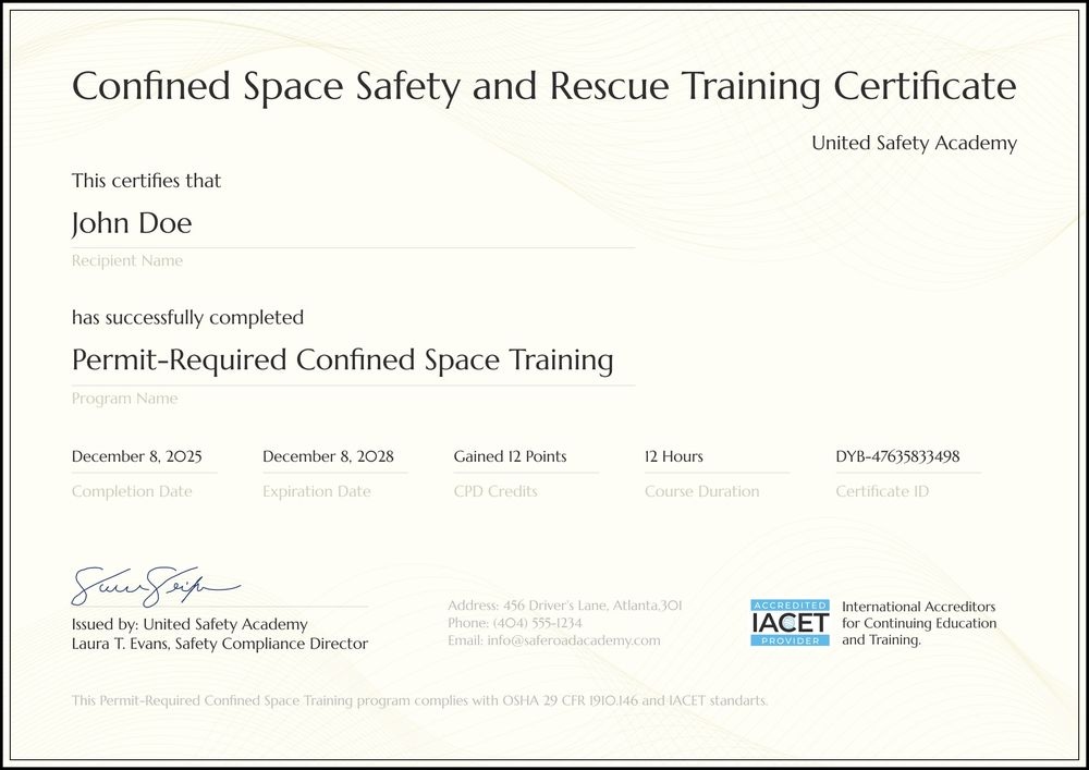 Plain Confined Space Training Certificate Template – Edit & Send Online landscape Plain Confined Space Training Certificate Template – Edit & Send Online landscape