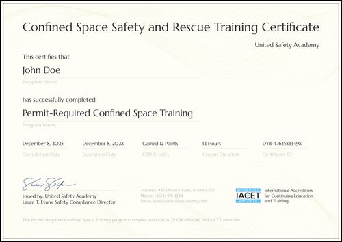 Plain Confined Space Training Certificate Template – Edit & Send Online landscape Plain Confined Space Training Certificate Template – Edit & Send Online landscape