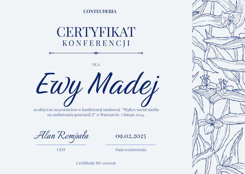 Nowoczesny certyfikat uczestnictwa – pozioma Nowoczesny certyfikat uczestnictwa – pozioma