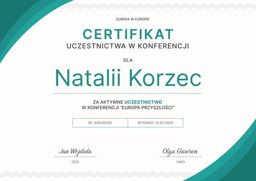 Uniwersalny certyfikat uczestnictwa – pozioma Uniwersalny certyfikat uczestnictwa – pozioma