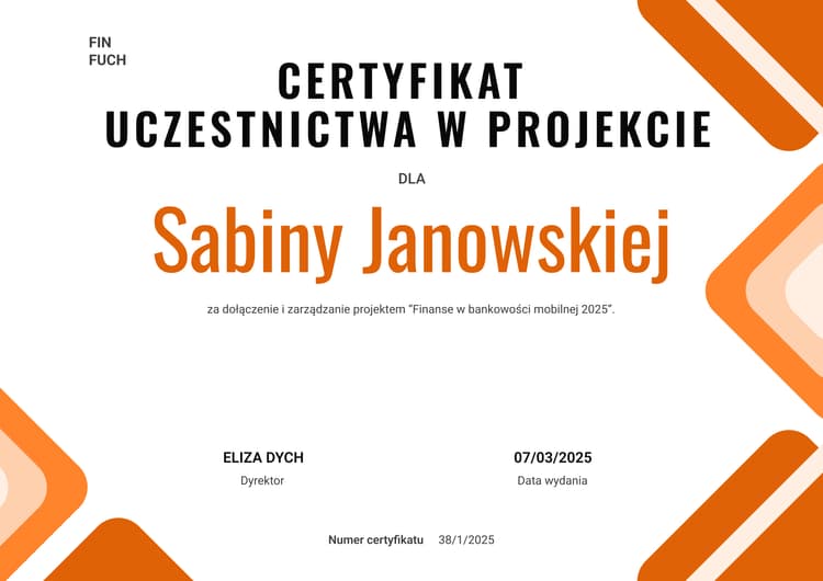 Nowoczesny i wyrazisty certyfikat uczestnictwa Nowoczesny i wyrazisty certyfikat uczestnictwa