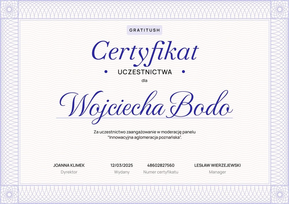 Elegancki certyfikat uczestnictwa – pozioma Elegancki certyfikat uczestnictwa – pozioma