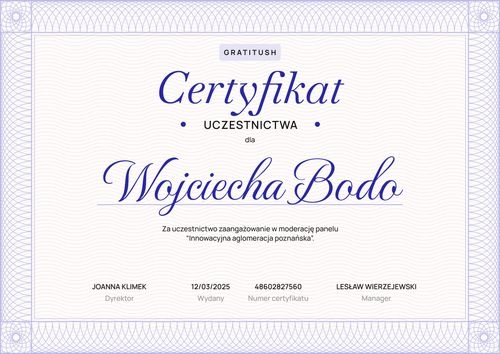 Elegancki certyfikat uczestnictwa – pozioma Elegancki certyfikat uczestnictwa – pozioma