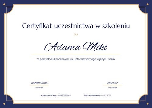 Formalny certyfikat uczestnictwa – pozioma Formalny certyfikat uczestnictwa – pozioma