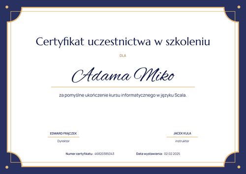 Formalny certyfikat uczestnictwa – pozioma Formalny certyfikat uczestnictwa – pozioma