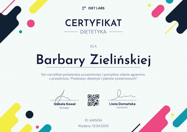 Kolorowy i nowoczesny certyfikat uczestnictwa Kolorowy i nowoczesny certyfikat uczestnictwa