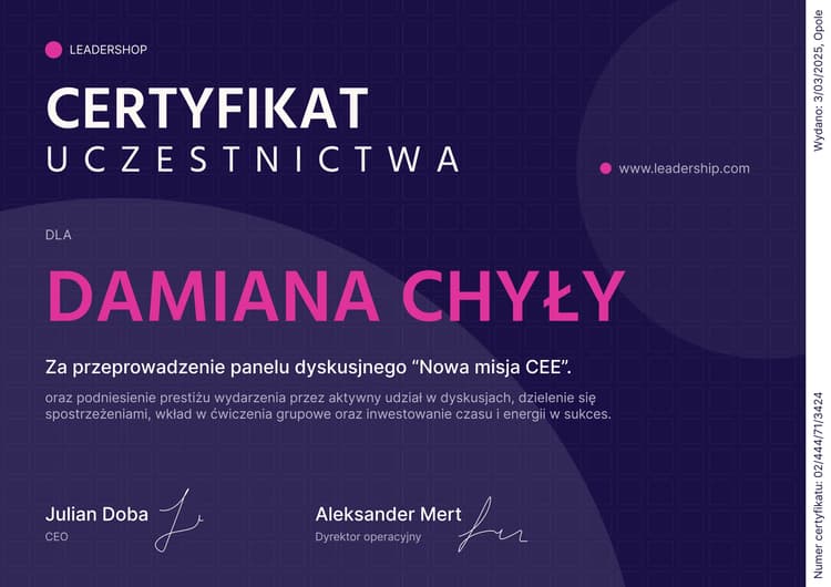 Stylowy i profesjonalny certyfikat uczestnictwa Stylowy i profesjonalny certyfikat uczestnictwa