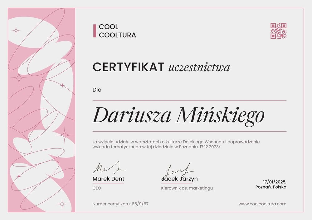 Nowoczesny certyfikat uczestnictwa w warsztatach – pozioma Nowoczesny certyfikat uczestnictwa w warsztatach – pozioma