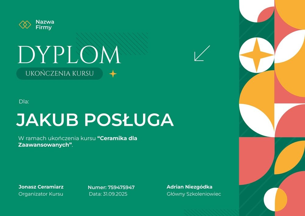 Nowoczesny certyfikat ukończenia kursu – pozioma Nowoczesny certyfikat ukończenia kursu – pozioma