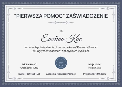 Tradycyjny certyfikat ukończenia kursu – pozioma Tradycyjny certyfikat ukończenia kursu – pozioma
