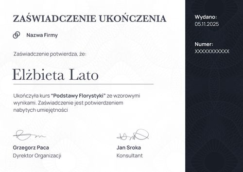 Praktyczny certyfikat ukończenia kursu – pozioma Praktyczny certyfikat ukończenia kursu – pozioma