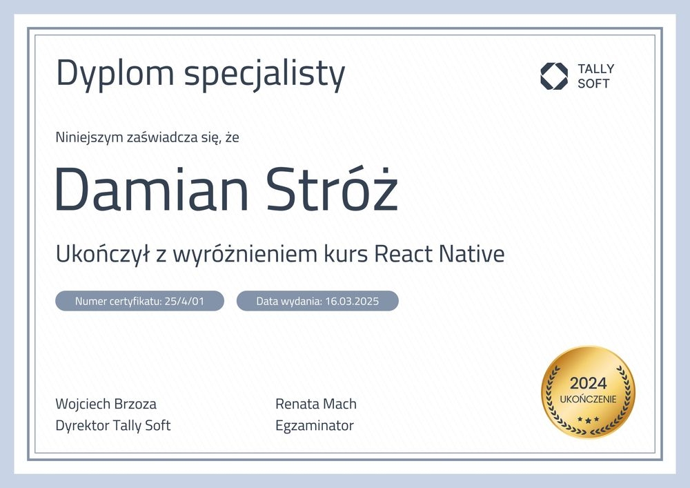 Prosty wzór dyplomu do pobrania – pozioma Prosty wzór dyplomu do pobrania – pozioma
