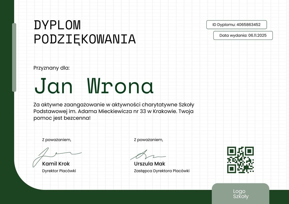 Oficjalny wzór podziękowania za współpracę – pozioma Oficjalny wzór podziękowania za współpracę – pozioma