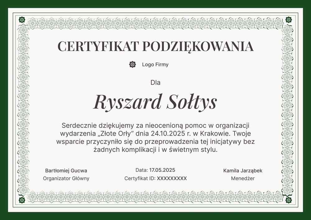 Ozdobny dyplom podziękowanie szablon – pozioma Ozdobny dyplom podziękowanie szablon – pozioma