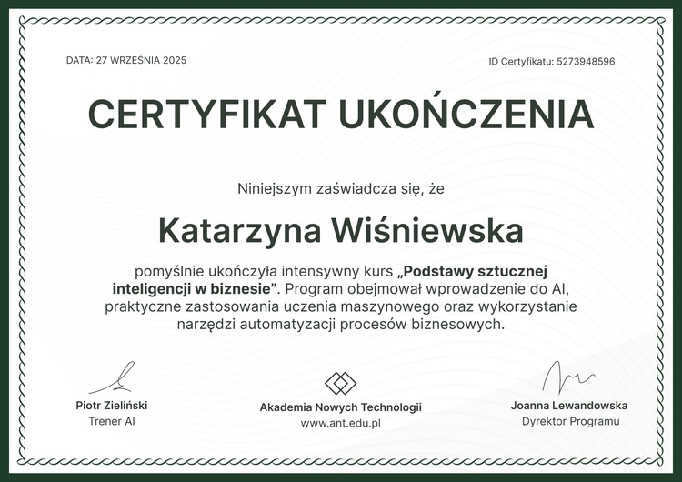 Gładki i profesjonalny certyfikat ukończenia szkolenia wzór Gładki i profesjonalny certyfikat ukończenia szkolenia wzór