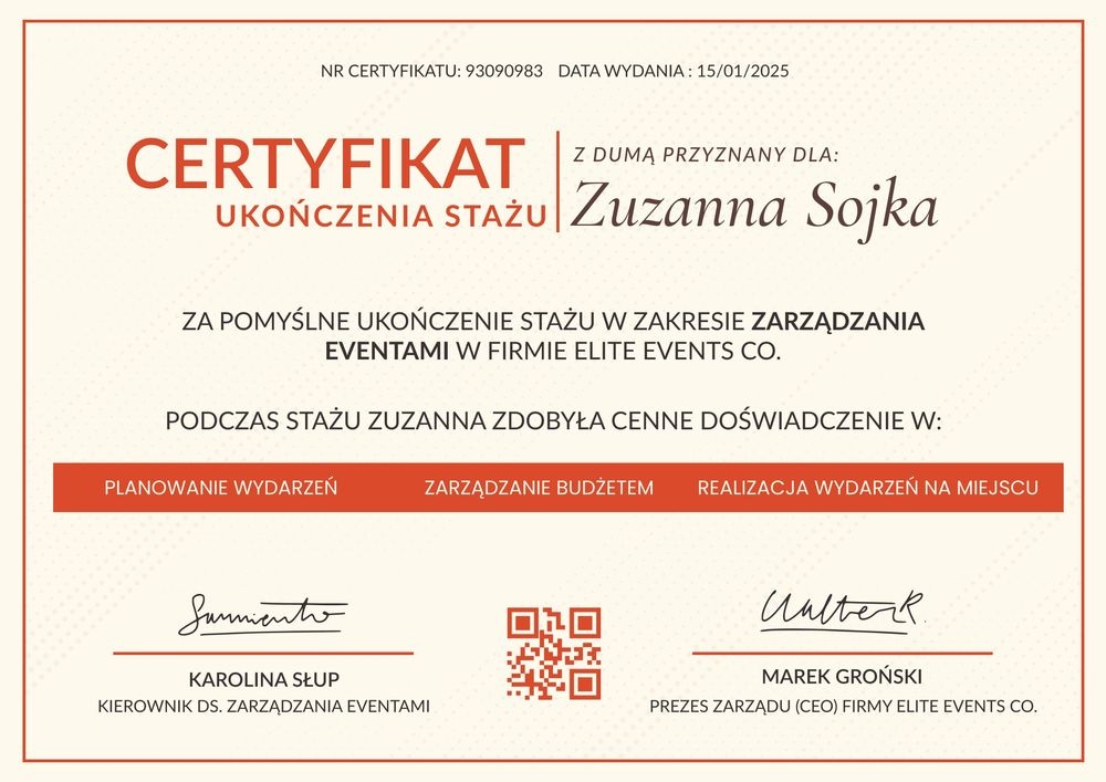 Nowoczesny wzór zaświadczenie o stażu pracy – pozioma Nowoczesny wzór zaświadczenie o stażu pracy – pozioma