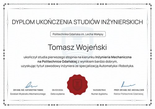 Prosty dyplom ukończenia studiów bez zdjęcia – pozioma Prosty dyplom ukończenia studiów bez zdjęcia – pozioma