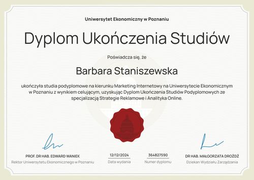 Darmowy dyplom ukończenia studiów podyplomowych wzór - pozioma Darmowy dyplom ukończenia studiów podyplomowych wzór - pozioma