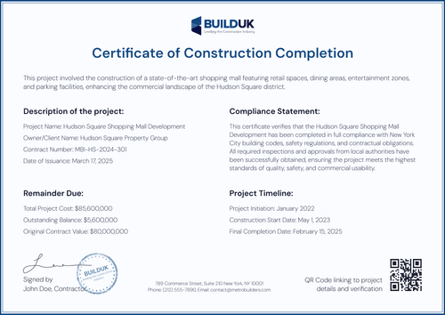 Minimalist Construction Completion Certificate Template - Edit Online with Certifier Landscape Minimalist Construction Completion Certificate Template - Edit Online with Certifier Landscape