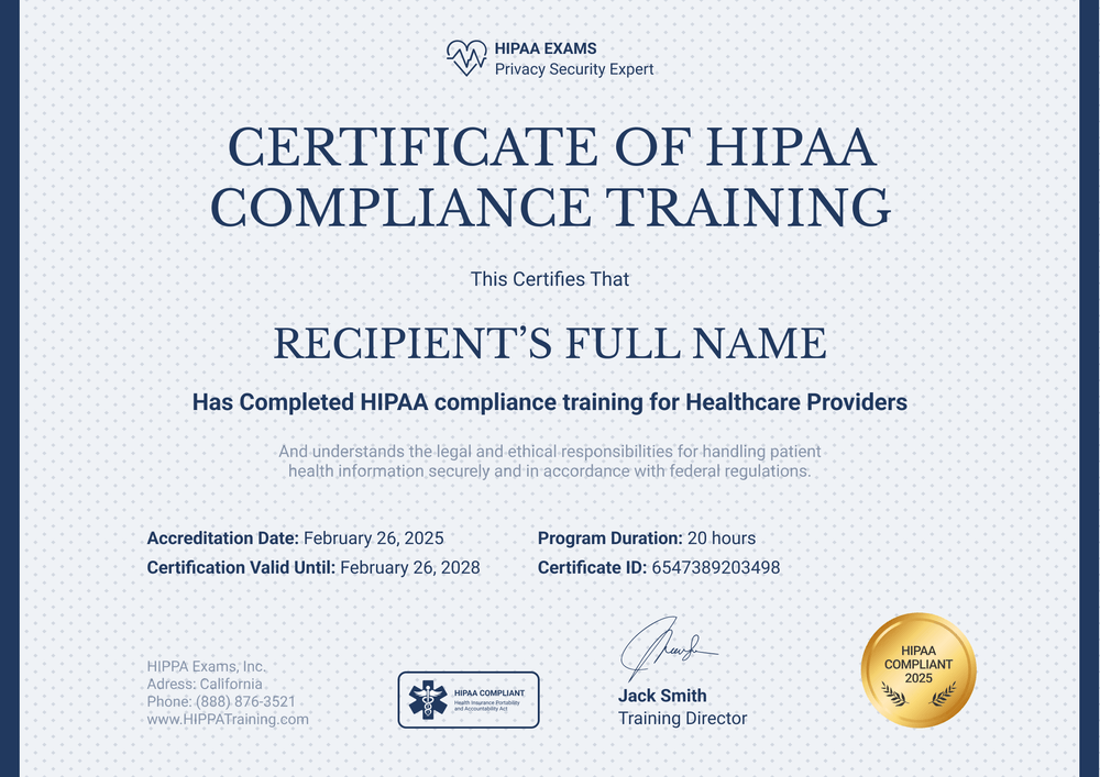 Free Professional HIPAA Training Certificate Template - Edit Online Landscape Free Professional HIPAA Training Certificate Template - Edit Online Landscape