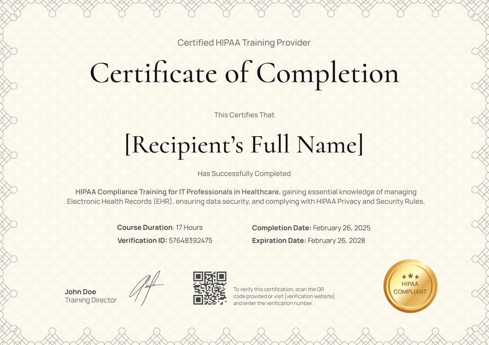 Free HIPAA Training Certificate Template - Edit & Download Online Landscape Free HIPAA Training Certificate Template - Edit & Download Online Landscape
