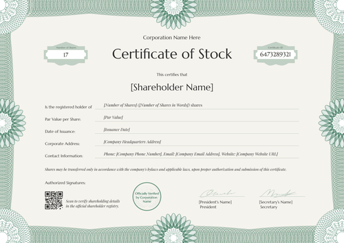 Free Classic Green Stock Certificate Template – Download or Customize Landscape Free Classic Green Stock Certificate Template – Download or Customize Landscape
