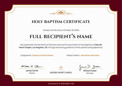 Timeless Certificate of Baptism Template – Landscape Timeless Certificate of Baptism Template – Landscape