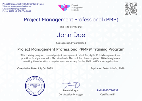 Free Secure PMP Certificate Template – Landscape Free Secure PMP Certificate Template – Landscape