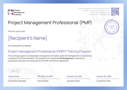 Free Blue PMP Certificate Template – Landscape Free Blue PMP Certificate Template – Landscape