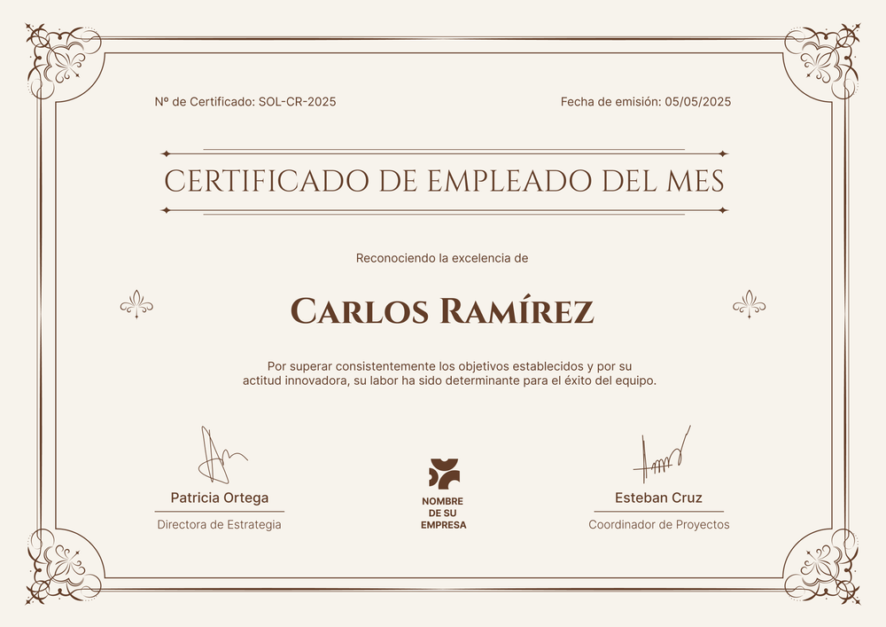 Empleado del mes plantilla elegante y formal – Horizontal Empleado del mes plantilla elegante y formal – Horizontal