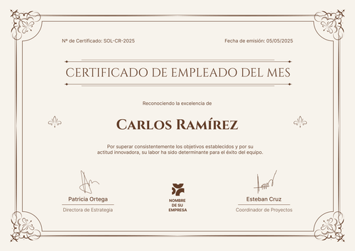 Empleado del mes plantilla elegante y formal – Horizontal Empleado del mes plantilla elegante y formal – Horizontal