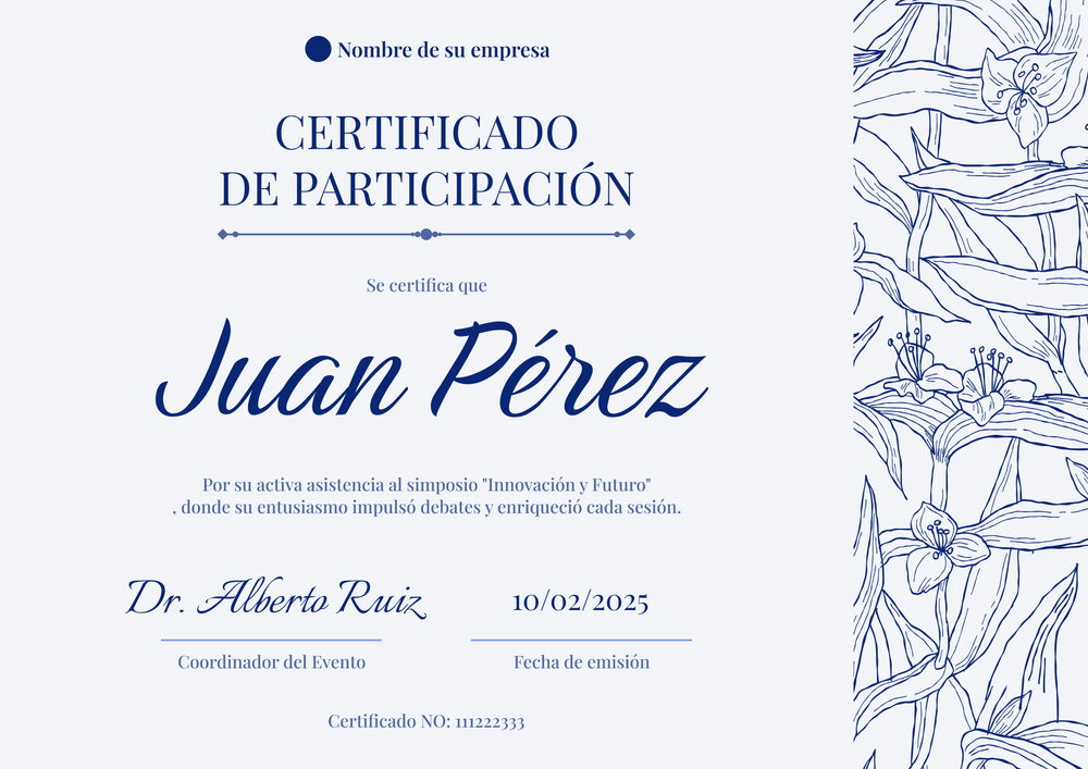 Plantilla de certificado de participación moderna y artística – Horizontal Plantilla de certificado de participación moderna y artística – Horizontal