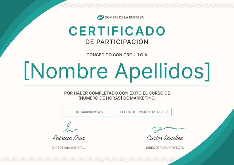 Plantilla de certificado de participación simple y universal Plantilla de certificado de participación simple y universal