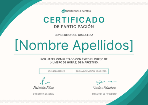 Plantilla de certificado de participación simple y universal – Horizontal Plantilla de certificado de participación simple y universal – Horizontal
